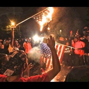Ferguson Protesters Burning American Flag - YouTube Screenshot