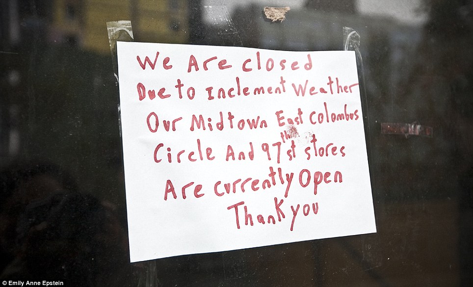 Understatement: A Whole Foods store in New York informs its customers that it is closed 'due to inclement weather'