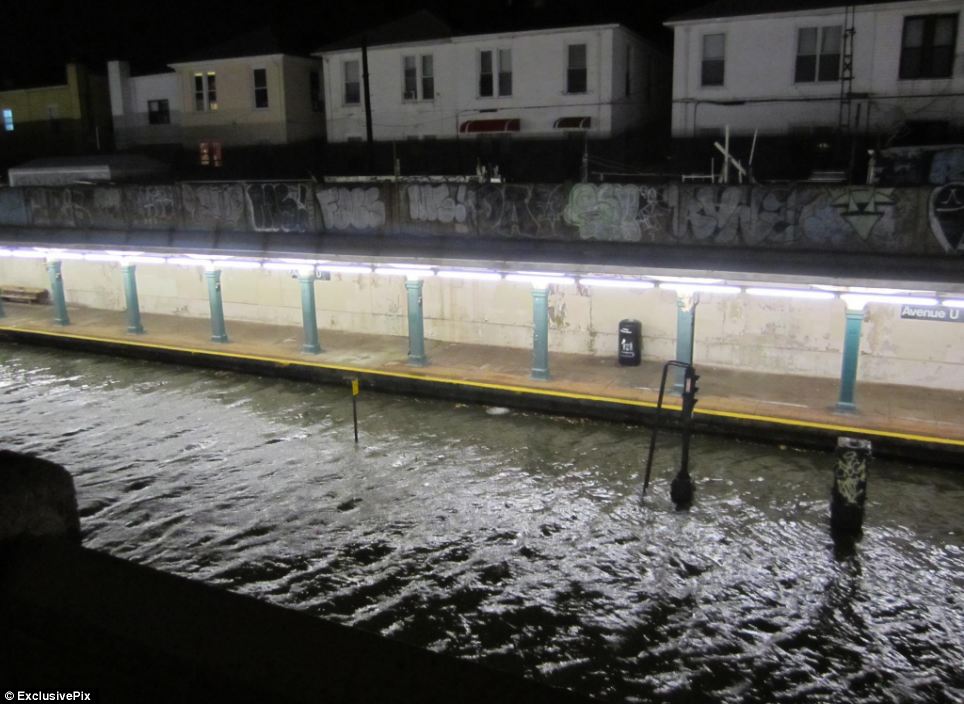 Transformation: A subway station now resembles a river in one of the US's largest cities 